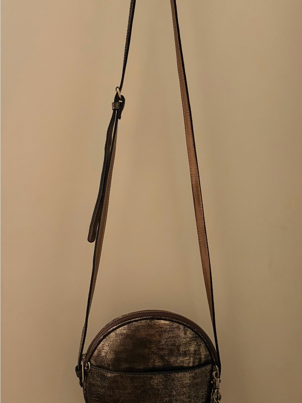 Patricia Nash Metallic Bronze Round Crossbody Bag